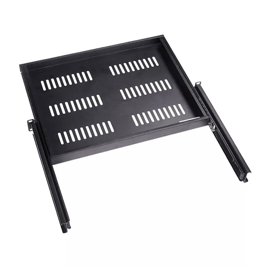 מדף נשלף לארון תקשורת עומק 600 צבע שחור לוגר Lugger HI-SHELF-600-S 19'' Slide Shelf - 60cm Deep For Wall Rack Black 469x349mm